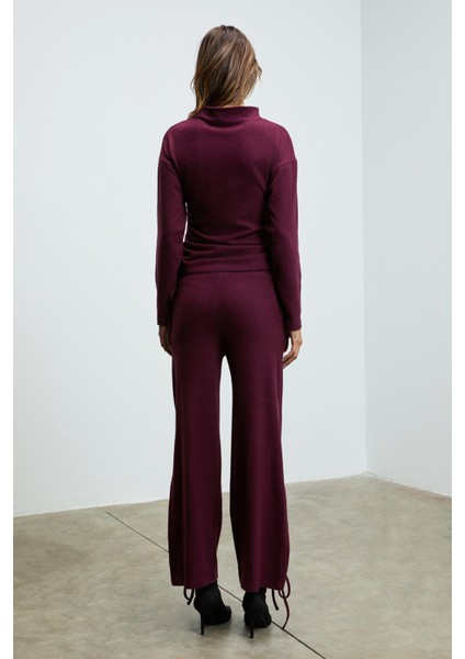 KIREYLA Kadın Yumuşak Ve Esnek Kumaşlı Yanlardan Fonksiyonel Büzgülü Bordo Bluz indirimleri