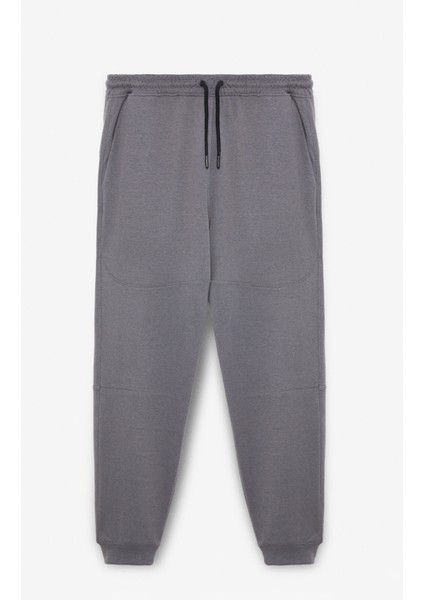 BORLAND Erkek Beli Lastikli Kordonlu Yanları Cepli Relaxed Fit Gri Eşofman Altı