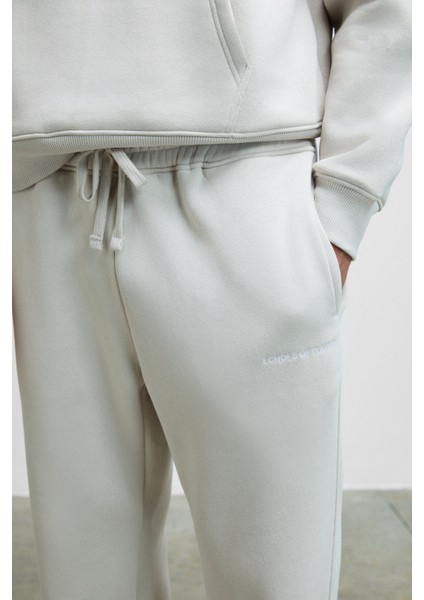 MARSHALLHOODIE Erkek Pamuklu İçi Polarlı Nakışlı Relaxed Gri Eşofman Takımı