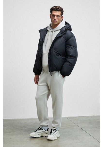 MARSHALLHOODIE Erkek Pamuklu İçi Polarlı Nakışlı Relaxed Gri Eşofman Takımı