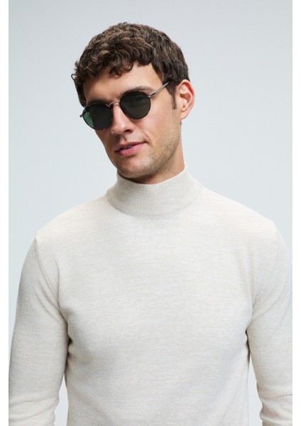 REBEL Erkek Yarım Balıkçı Yaka Basic Slim Fit Triko Bej Kazak indirimleri