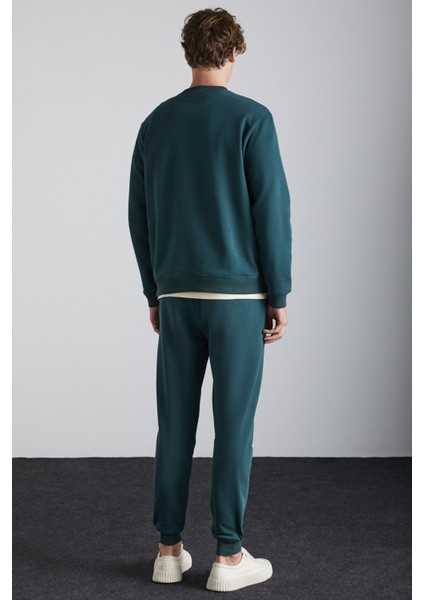 TRAVIS Erkek Organik Kumaşlı Yumuşacık Regular Fit Yuvarlak Yakalı Koyu Yeşil Sweatshirt indirimleri