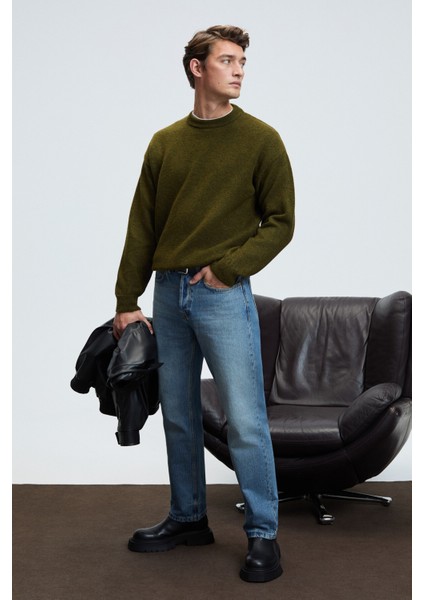 TROMSO Erkek Pofuduk Yumusacık Recyle Bisiklet yakalı Triko Haki Kazak indirimleri