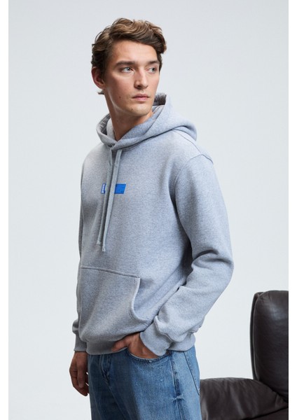 LELAND Erkek Kapüşonlu Kanguru Cepli Önü Baskılı Regular Fit Grimelanj Sweatshirt indirimleri