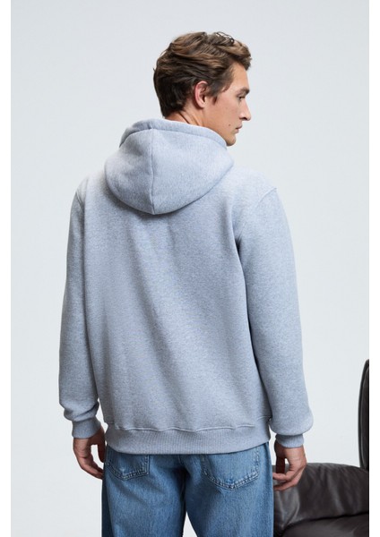 LELAND Erkek Kapüşonlu Kanguru Cepli Önü Baskılı Regular Fit Grimelanj Sweatshirt