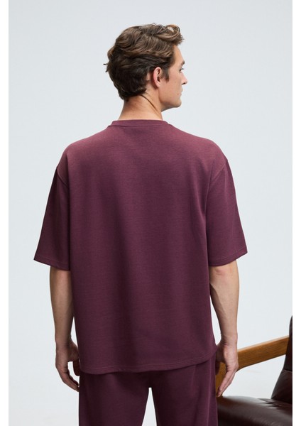 BARNABY Erkek Kolu ve Pantolon Cebi Süs Etiket Detaylı Yuvarlak Yaka Bordo Alt-Üst Takım fırsatları