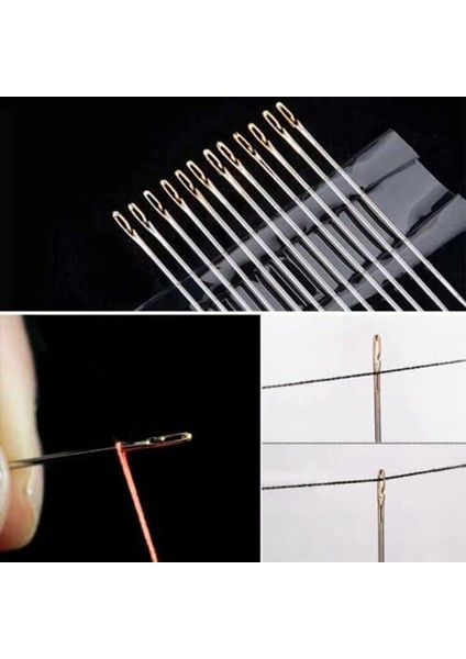 2x Kendinden Süren Iğneler El Dikiş Için Dikiş Iğneleri Yaşlı Kolay Yan Diş Dikiş Pimleri Için A (Yurt Dışından) modelleri