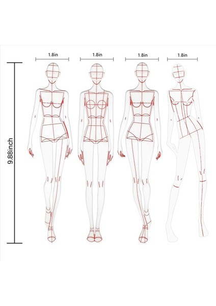 2x Moda Illüstrasyon Yöneticileri Çizim Şablonları Cetvel Dikiş Insansı Desenler Tasarım Giysileri Ölçüm Kombinasyon (Yurt Dışından) indirimleri