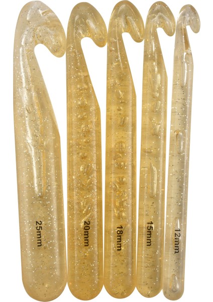 5pcs 12MM/15MM/18MM/20MM/25MM Büyük Tığ Işi Kancalar Set Plastik Örgü Iğneler Kiti Diy Iplik Dikiş Zanaat Örgü Aleti (Yurt Dışından)