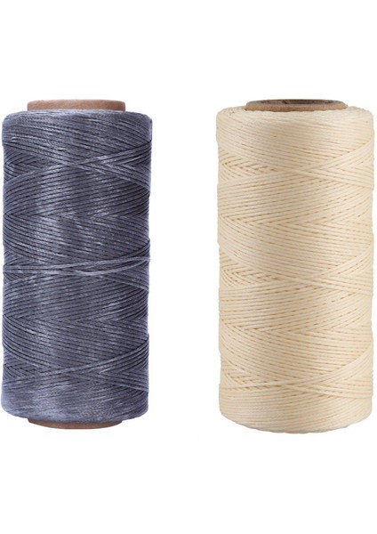 2 Pcs 260M 150D 1mm Deri Dikiş Mumlu Balmumu Iplik El Iğne Kablosu Zanaat Dıy Yeni Renk Gri ve Krem Renk (Yurt Dışından)