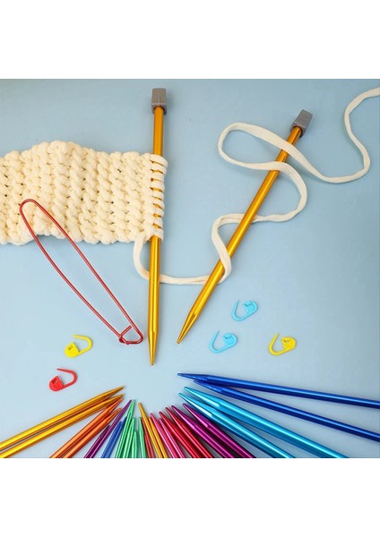 14 Adet Paslanmaz Çelik Örgü Iğneleri Yeni Başlayanlar Için El Yapımı (2-10MM) 35CM Için Sivri Iğneler Örgü Tığ Işi Malzemeleri Ayarlayın (Yurt Dışından)