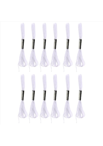 12X Beyaz Çapa Çapraz Iğne Pamuk Nakış Ipliği Diş Ipi Skeins Dikiş Zanaat (Yurt Dışından)