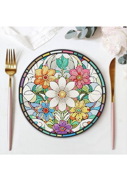 4pcs Dıy Elmas Sanat Boya Placemat Yuvarlak Kaymaz Akrilik Masa Paspasları Masa Dekor B Için (Yurt Dışından) modelleri