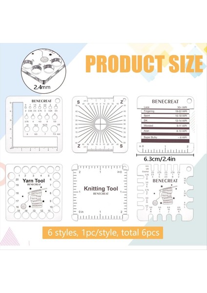 6 Stil Akrilik Örgü Gösterge Yöneticileri Tığ Işi Kanca ve Iplik Sargısı Iplik Iplikleri Için Kılavuz Örgü Aleti (Yurt Dışından) modelleri