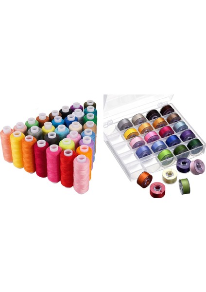 30 Pcs 250 Yard Her Çeşitli Makara Iplikleri Dikiş Konu Bobins &amp 1 Kutu Kılıf Organizatörü 25 Dikiş Makinesi (Yurt Dışından)