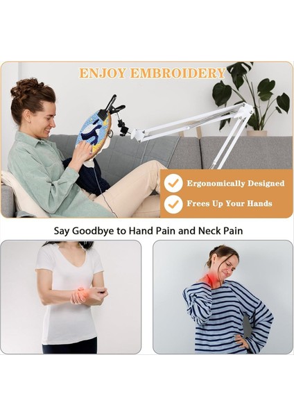 El Işi Için Ayarlanabilir Nakış Çember Tutucu 360 ° Dönebilir 3&#39 Ü 1 Arada Çember/tablet/telefon Tutucu Masaüstü Standı Beyaz (Yurt Dışından) fiyatları