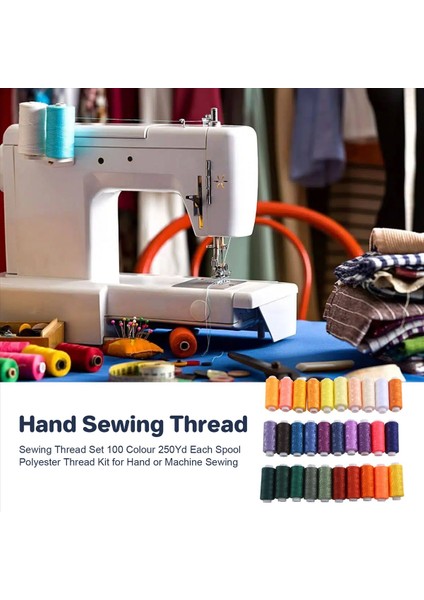 Dikiş İplik Seti 100 Renk 250yd Her Makara Polyester İplik Kiti El veya Makine Dikiş (Yurt Dışından)