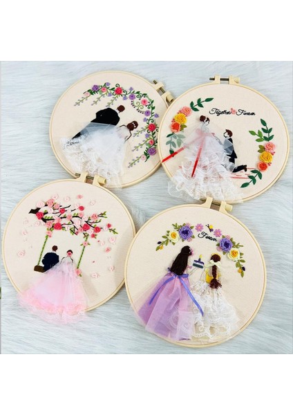 Yetişkinler Için 4 Pack Nakış Kitleri Yeni Başlayanlar Için Dıy Nakış Kitleri El Nakış Kiti Desenli (Düğün) (Yurt Dışından) indirimleri