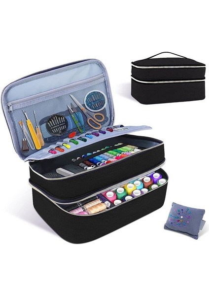 Dikiş Malzemeleri Organizatör Çantası Çift Katmanlı Dikiş Kutusu Organizatör Aksesuarları Depolama Çantası B (Yurt Dışından) fiyatları