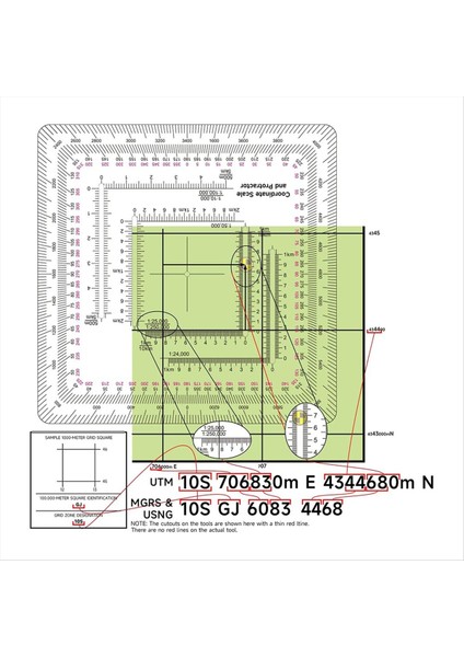 Kara Askeri Koordinat Ölçeği Arazi Navigasyonu, Askeri Tarzı UTM/MGRS Koordinat Ölçeği için (Yurt Dışından)