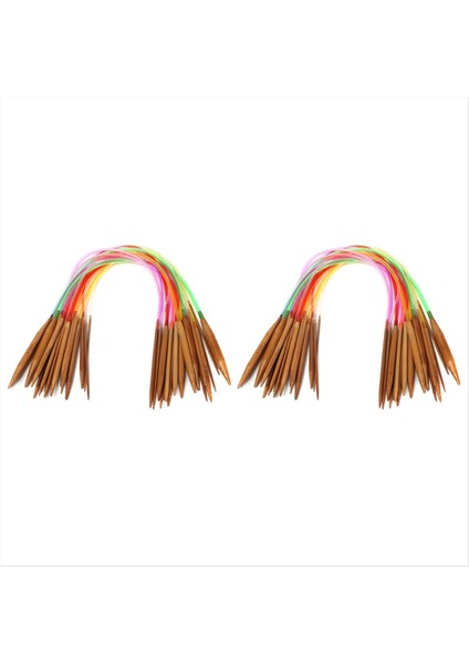 36 Çift 16 Inç Çok Renkli Karbonize Bambu Dairesel Tüp Örgü Iğneleri 40CM (Yurt Dışından)