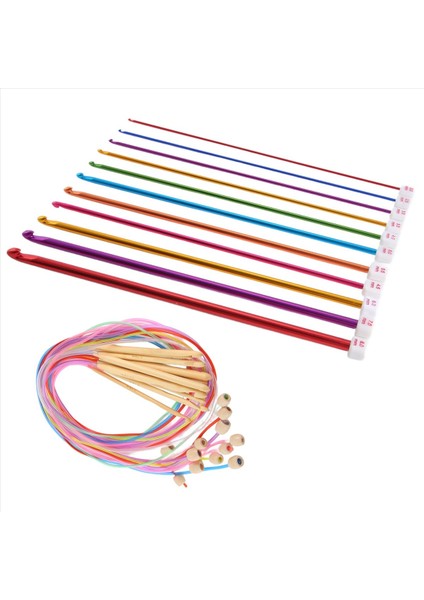 23PCS Tunisian Tığ Işi Kanca Seti Plastik Kablo Afgan Tığ Kancası ve Tunus Afgan Alüminyum Örgü Iğneleri Içerir (Yurt Dışından) modelleri