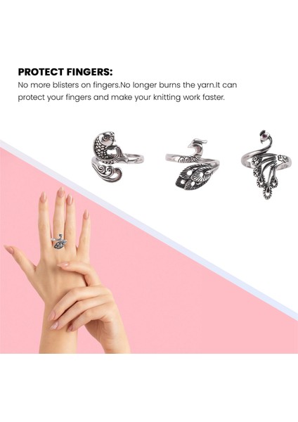 3pcs Ayarlanabilir Örgü Döngü Yüzük Halkalı Bulfish Açık Parmak Yüzük Tığ parmak ipliği tutucu İplik Kılavuzu Parmak Tutucu (Yurt Dışından) modelleri