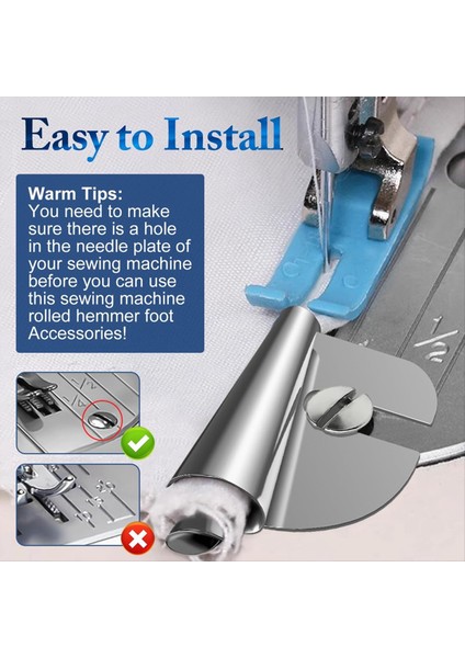 Dikiş Haddelenmiş Hemmer Ayağı 4 Boyut Geniş Dikiş Makinesi Basın Seti (4pcs 4/6/8/10MM) (Yurt Dışından) modelleri