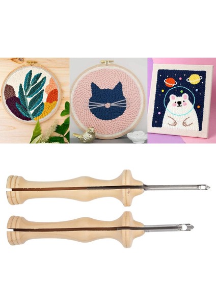 Nakış Yumruk Kalemleri Seti Ahşap Saplı Nakış Iğnelerini Dikmek Çeşitli Kumaşlar Için Yeni Başlayanlar Için Mükemmel (Yurt Dışından) indirimleri