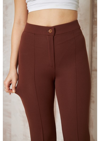 Likralı Kahverengi Kadın Palazzo Pantolon fırsatları