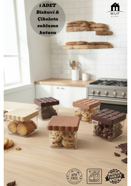 Bisküvi Çikolata Model Kapaklı Saklama Kabı Kuruyemiş Saklama Kutusu Akrilik Bpa Free -1 Adet