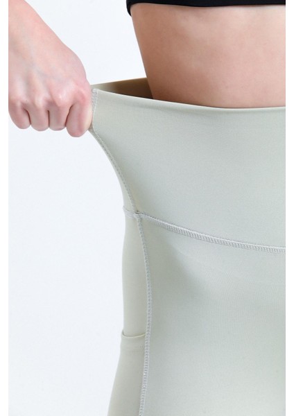 Taş Yüksek Bel Sıkılaştırıcı Toparlayıcı Push-up Çift Cepli Bilek Hizasında Spor Tayt