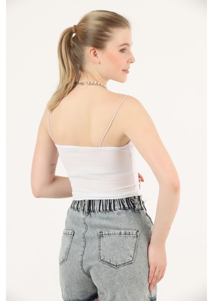 Beyaz Ip Askılı Pamuklu Crop Büstiyer Atlet fiyatları