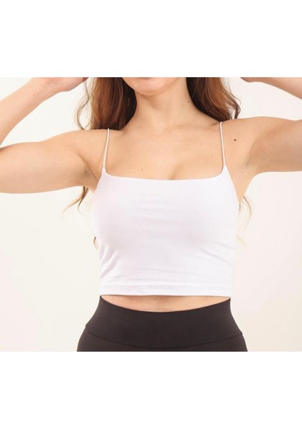 Beyaz Ip Askılı Pamuklu Crop Büstiyer Atlet indirimleri