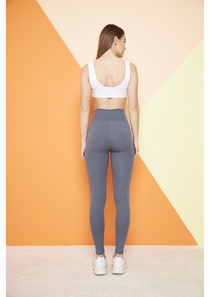 Antrasit Yüksek Bel Fitilli Toparlayıcı İnterlok Örme Şardonlu Spor Kışlık Tayt fiyatları