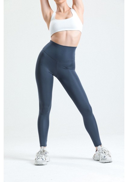 Antrasit Yüksek Bel Toparlayıcı Dalgıç Kumaş Spor Günlük Tayt modelleri