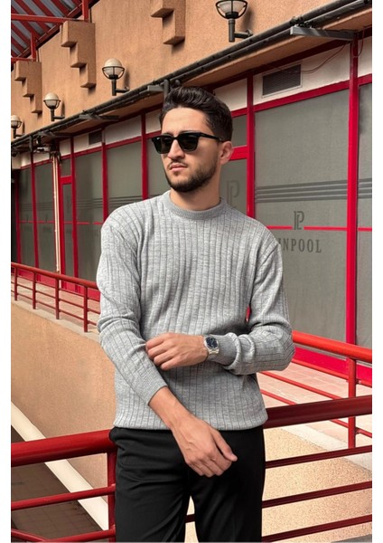 Erkek, Bisiklet Yaka, Esnek Yapılı, Çizgi Desenli, Old Money Culture, Kazak PLTK15