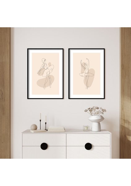 Zarafetin Dansı - Balerin Temalı - Lamine Çerçeveli 2'li Tablo Seti
