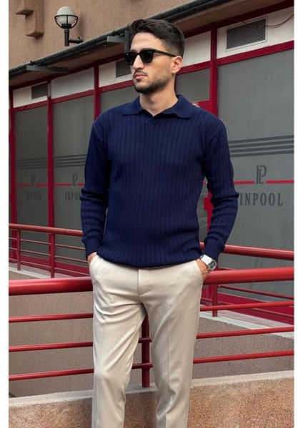 Erkek, Old Money Culture, Çizgi Görünümlü, Polo Yaka, Triko Kazak PLTK10 modelleri