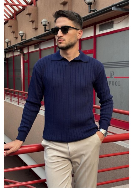Erkek, Old Money Culture, Çizgi Görünümlü, Polo Yaka, Triko Kazak PLTK10 fırsatları