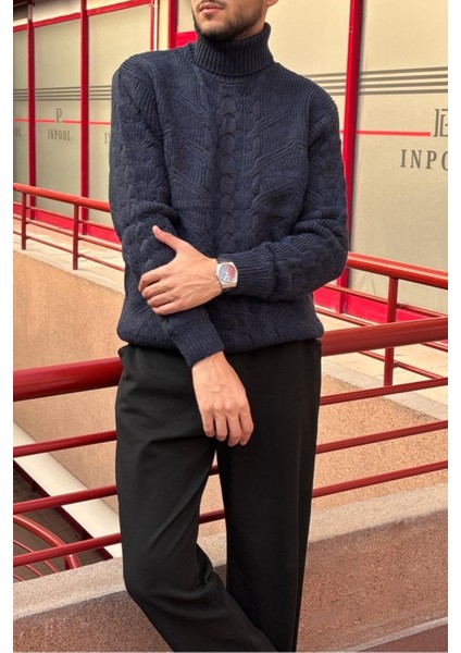 Erkek, Saç Örgü, Tam Balıkçı Yaka, Yünlü, Old Money Culture, Kazak PLTK13