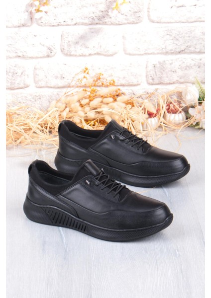 32860 Face Rahat Lastik Bağcıklı Kauçuk Taban Hakiki Deri Erkek Ayakkabı