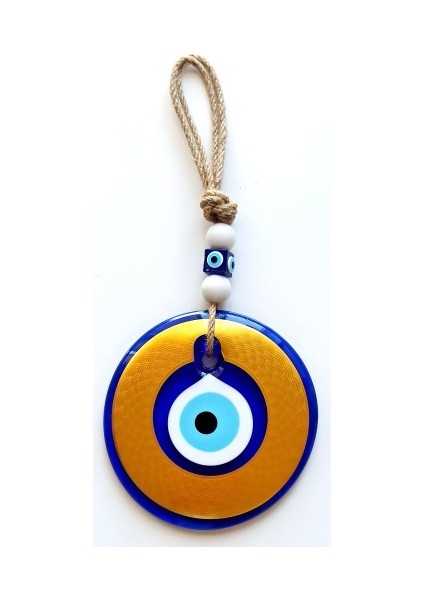 Nazar Boncuklu Gold Renk Kaplama Cam Duvar Dekoru