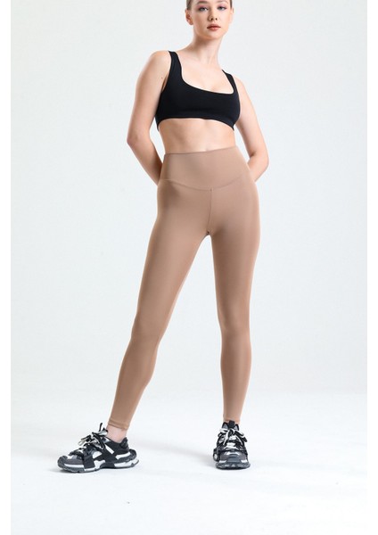 Caramel Yüksek Bel Toparlayıcı Dalgıç Kumaş Spor Günlük Tayt fiyatları