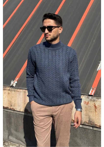 Erkek, Old Money Culture, Yarım Balıkçı Yaka, Yünlü, Saç Örgü, Kışlık Kazak PLTK11