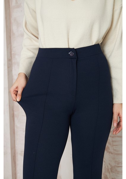 Likralı Önü Çimalı Kadın Palazzo Pantolon modelleri