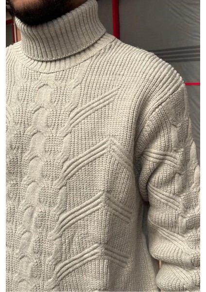 Erkek, Saç Örgü, Tam Balıkçı Yaka, Yünlü, Old Money Culture, Kazak PLTK13