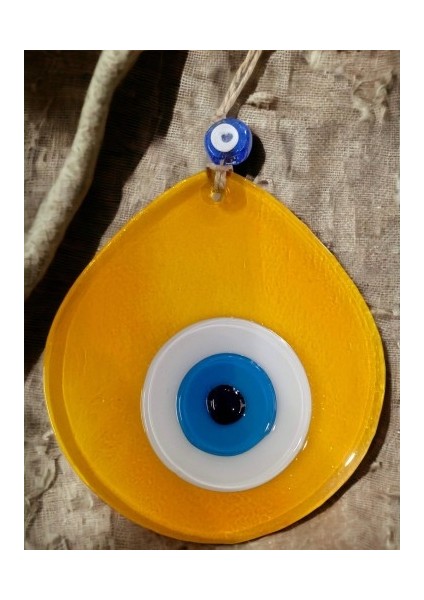 Mavi Nazar Boncuklu Şeffaf Bal Renk Nazar Boncuklu Damla Desen El Yapımı Duvar Süsü fırsatları