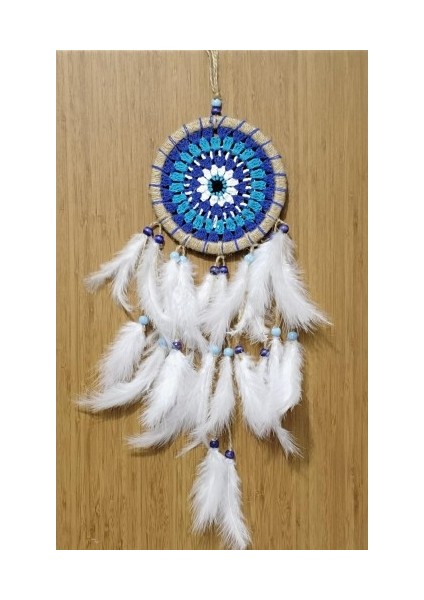 Nazar Boncuğu Desenli Dream Catcher El Yapımı Kuş Tüylü Rüya Kapanı Duvar Süsü fiyatları