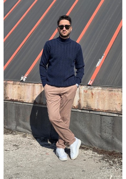 Erkek, Old Money Culture, Yarım Balıkçı Yaka, Yünlü, Saç Örgü, Kışlık Kazak PLTK11